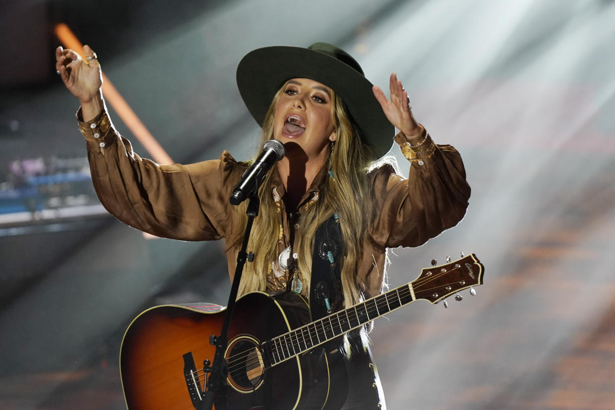 Lainey Wilson performs during the Academy of Country Music Honors award show Wednesday, Aug. 24, 2022, in Nashville, Tenn. (AP Photo/Mark Humphrey)