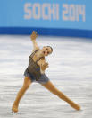 Adelina Sotnikova of Russia competes in the women's free skate figure skating finals at the Iceberg Skating Palace during the 2014 Winter Olympics, Thursday, Feb. 20, 2014, in Sochi, Russia. (AP Photo/Vadim Ghirda)