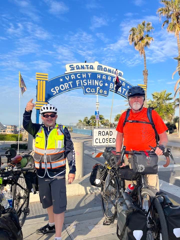 Thomas "Tommy" Taylor, left, and John "J.D." Norton have embarked on a bike trip that will take them from Santa Monica to Boston, with a special stop Tuesday in Barstow.