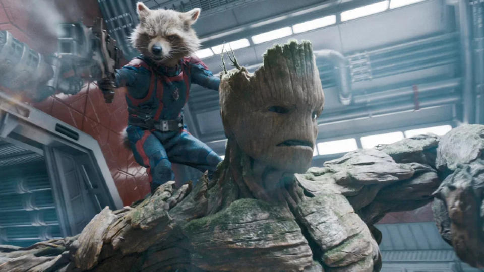 Groot and Rocket in Guardians of the Galaxy Vol. 3.