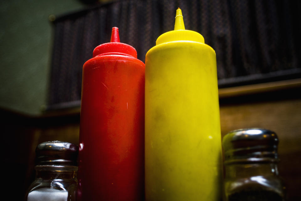 condiments on a table