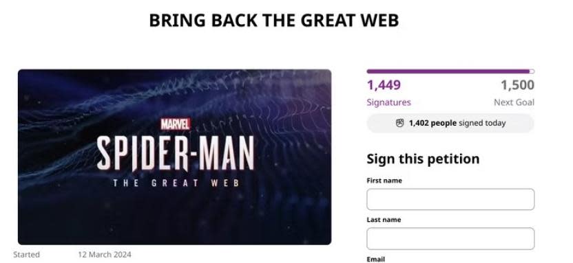 Jugadores lamentaron la cancelación de Marvel’s Spider-Man: The Great Web