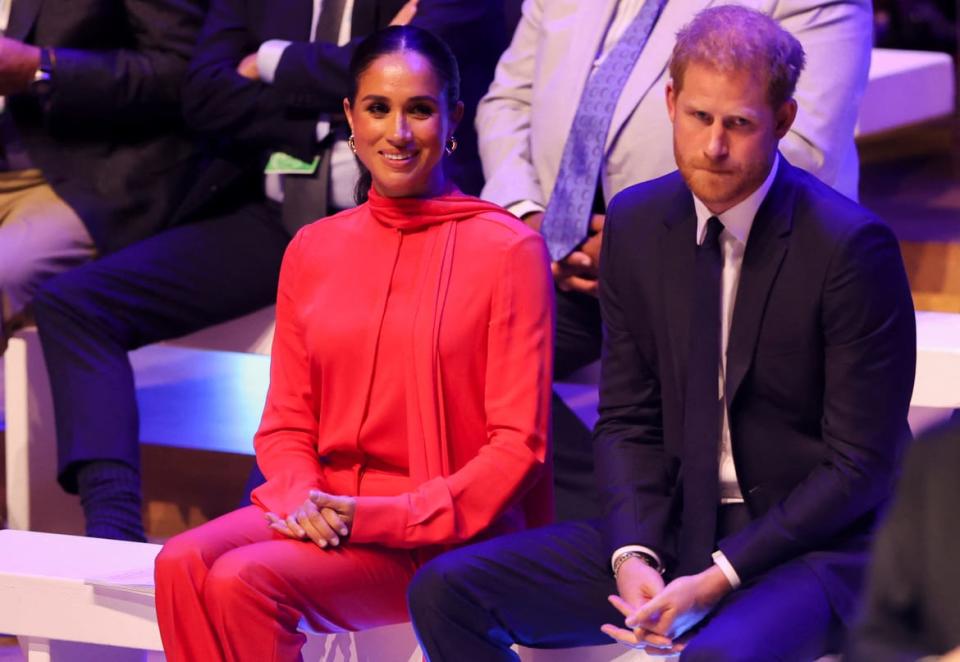 <div class="inline-image__caption"><p>Britain's Prince Harry and Meghan, Duchess of Sussex attend the opening ceremony of the One Young World summit, in Manchester, Britain September 5, 2022.</p></div> <div class="inline-image__credit">REUTERS/Molly Darlington</div>