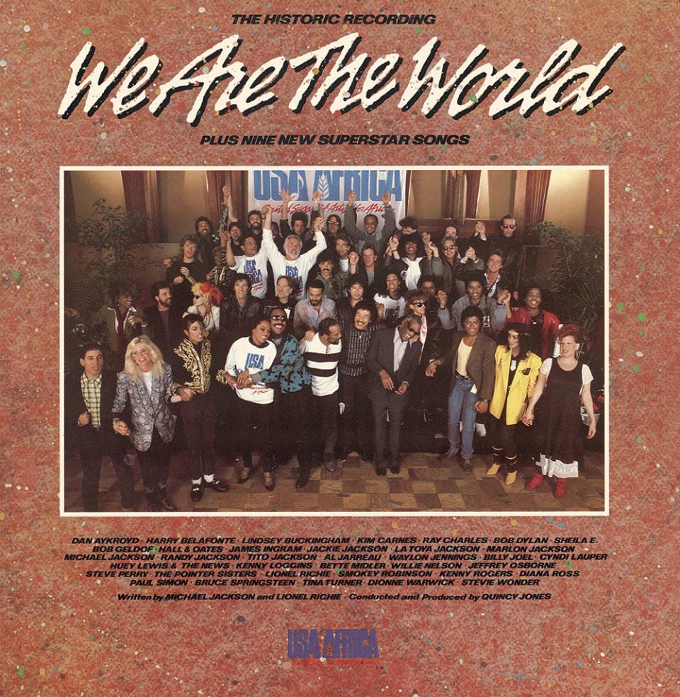 Front cover of the 'USA for Africa We are the World' record album