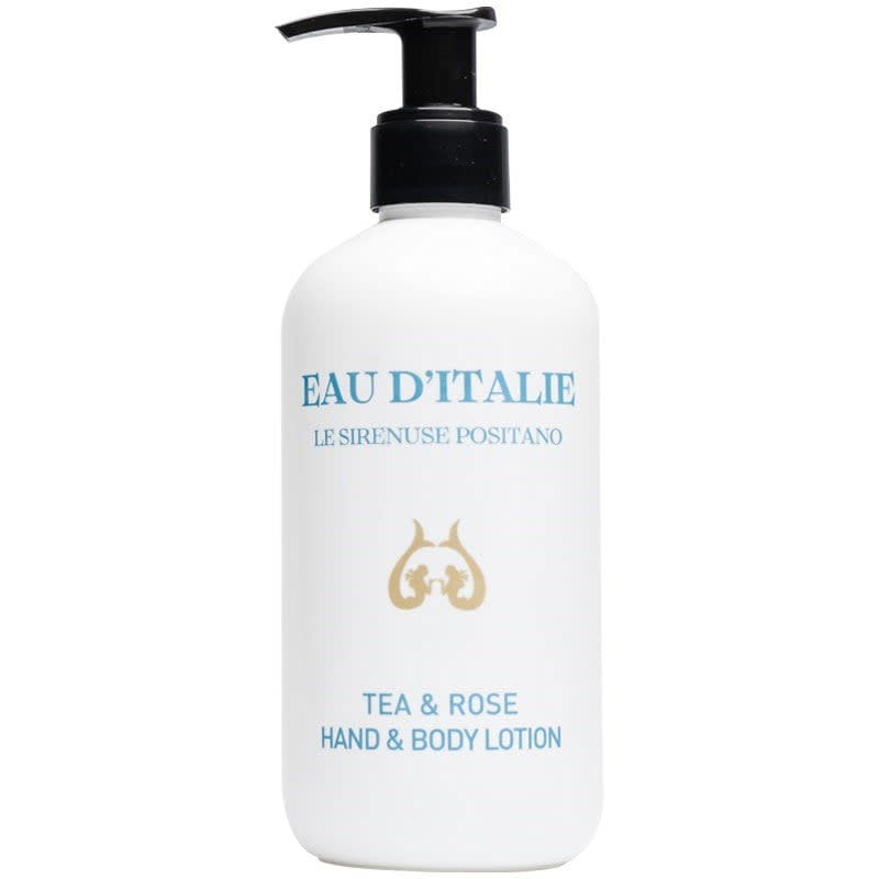 <p><a href="https://www.beautyhabit.com/products/eau-d-italie-tea-rose-hand-body-lotion" rel="nofollow noopener" target="_blank" data-ylk="slk:Shop Now;elm:context_link;itc:0;sec:content-canvas" class="link ">Shop Now</a></p><p>Tea & Rose Hand & Body Lotion</p><p>beautyhabit.com</p><p>$48.00</p><span class="copyright">Eau D’Italie</span>