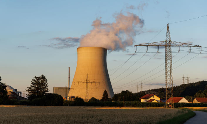 The stack of a nuclear power plant.