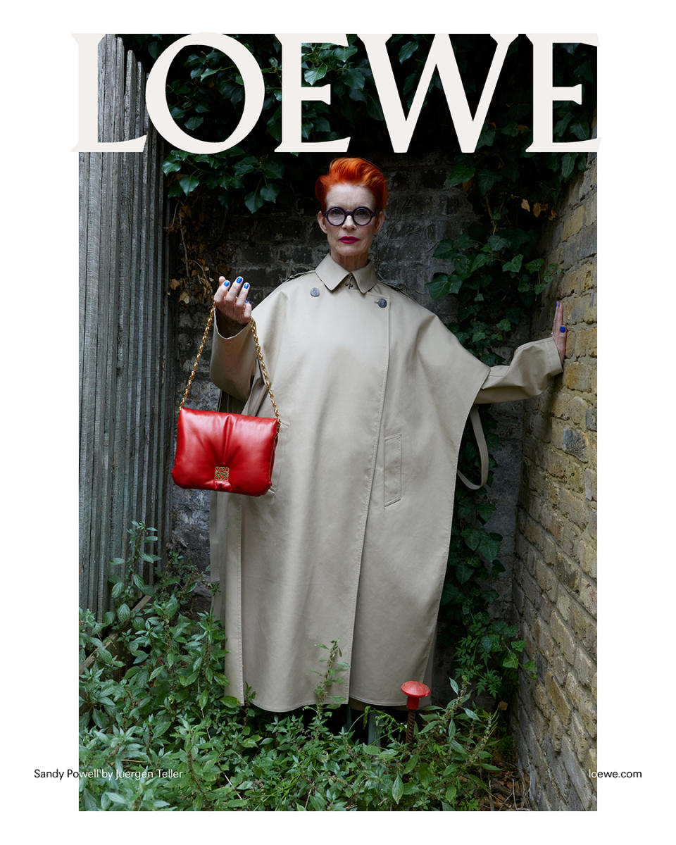 Sandy Powell shot by Juergen Teller for Loewe SS23 precollection