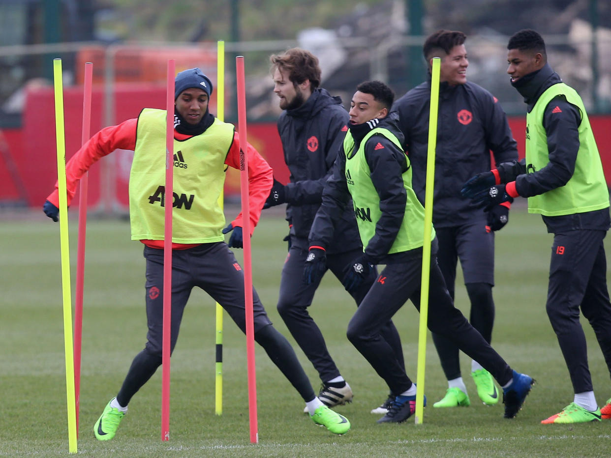 Manchester United players in training ahead of Thursday's game: Getty