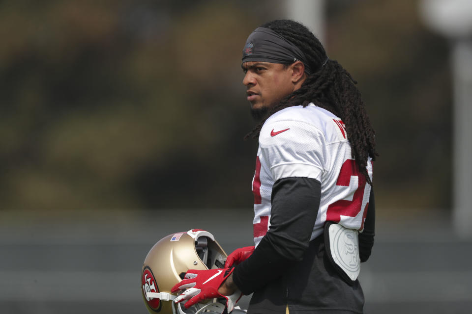 Aug 25, 2020; Santa Clara, CA, USA; San Francisco 49ers cornerback Jason Verrett (22) during training camp at SAP Performance Facility. Mandatory Credit: San Francisco 49ers/Pool Photo via USA TODAY Network