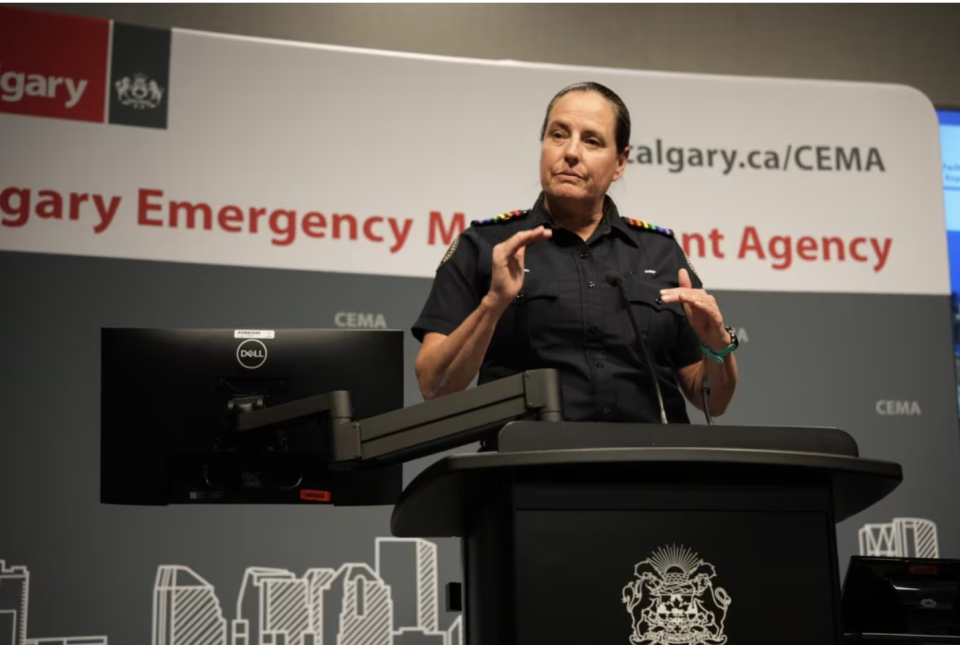 Sue Henry, chief of the Calgary Emergency Management Agency, said the cause of the water main break was still unknown as of Thursday morning. (Helen Pike/CBC)