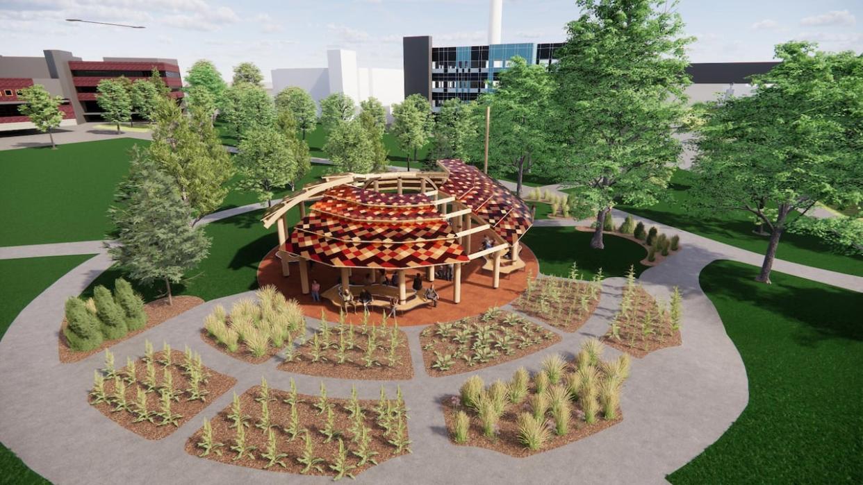 The University recently broke ground on the gathering space, which will be used for First Nations-, Métis- and Inuit-led events, celebrations and gatherings. (Photo courtesy of the University of Waterloo - image credit)