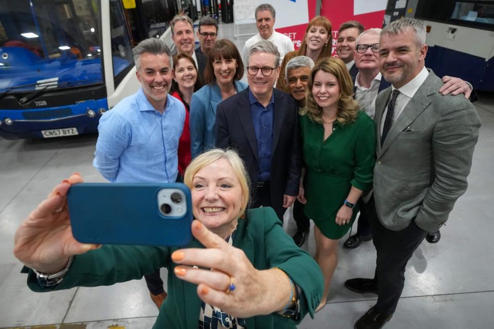 Mayor of West Yorkshire Tracy Brabin takes a selfie with other mayors (Getty)