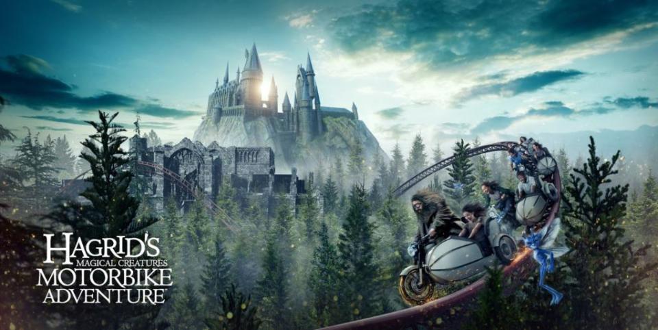 Concept art for Hagrid's Magical Creatures Motorbike Adventure.