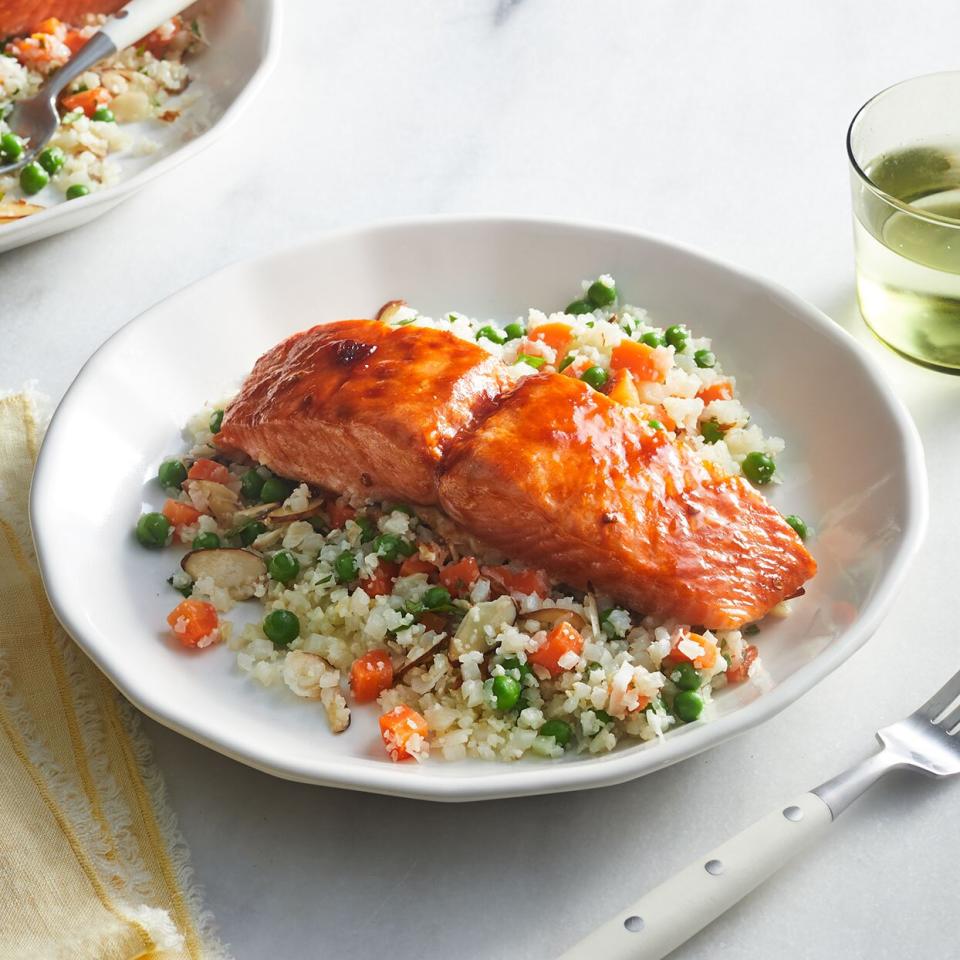 Honey-Chipotle Salmon with Cauliflower Rice Pilaf