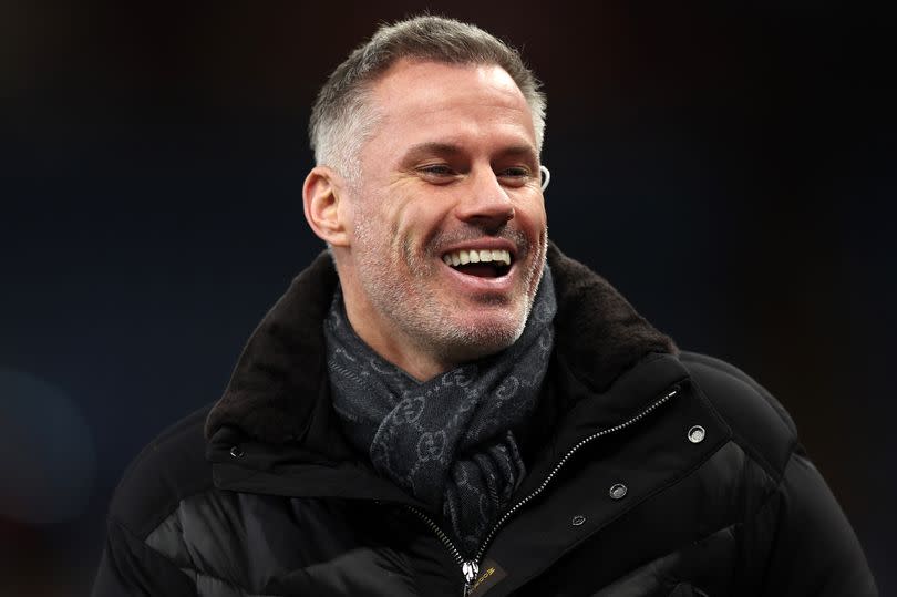 BIRMINGHAM, ENGLAND - DECEMBER 22: Jamie Carragher, pundit for Sky Sports ahead of  the Premier League match between Aston Villa and Sheffield United at Villa Park on December 22, 2023 in Birmingham, England.