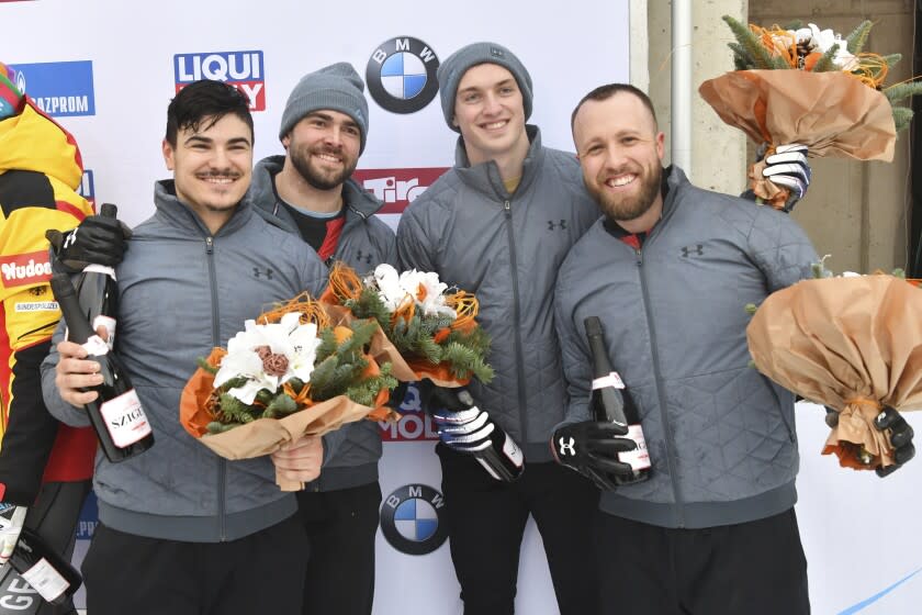 Third placed Hunter Church, Joshua Williamson, James Reed and Kristopher Horn of the United States.