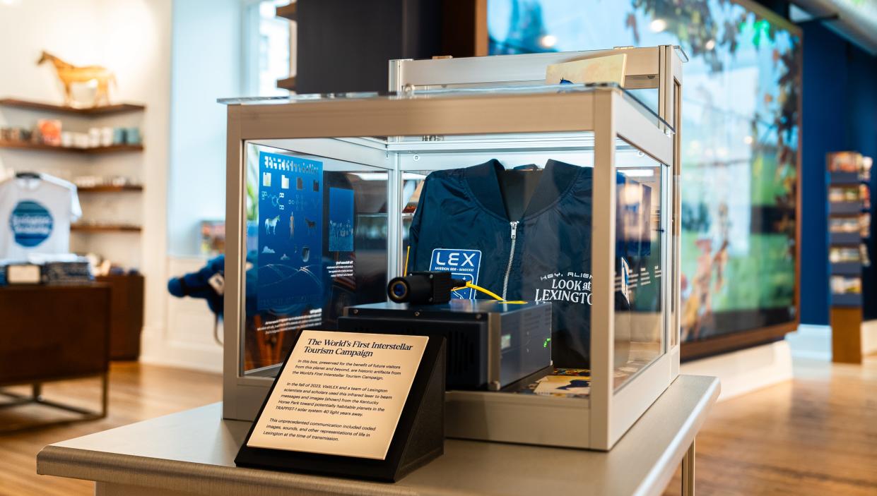 The Lexington Visitor Center contains artifacts on display, including a time capsule, memorializing its recent effort to contact extraterrestrial life.