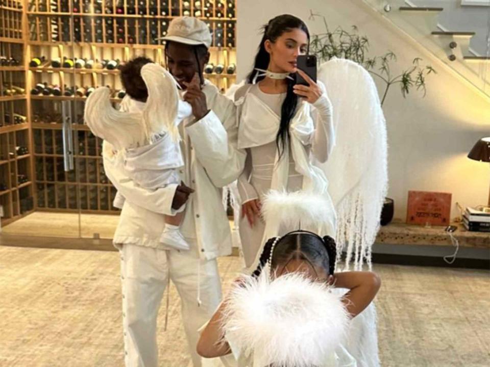 <p>Kylie Jenner Instagram</p> Travis Scott and Kylie Jenner with their kids, Stormi and Aire