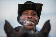 <p>James, a smoking Delta cowboy with a golden grill, poses for a portrait in Bolivar County, Miss., November 2017. (Photograph by Rory Doyle) </p>