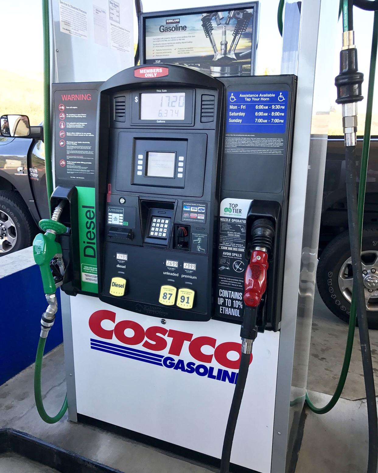 Costco station gas pump.