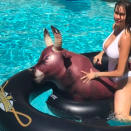 <p>If you are are swimming at the Vergara-Manganiello compound, you have your choice of fun rides. In the spring, she showed off this bull, which wasn’t exactly a leisurely ride. She <a rel="nofollow noopener" href="https://www.instagram.com/p/BTPpqM8lik_/?taken-by=sofiavergara&hl=en" target="_blank" data-ylk="slk:got bucked off;elm:context_link;itc:0;sec:content-canvas" class="link ">got bucked off</a>. (Photo: <a rel="nofollow noopener" href="https://www.instagram.com/p/BTQA2BSlio8/?hl=en" target="_blank" data-ylk="slk:Sofia Vergara via Instagram;elm:context_link;itc:0;sec:content-canvas" class="link ">Sofia Vergara via Instagram</a>) </p>