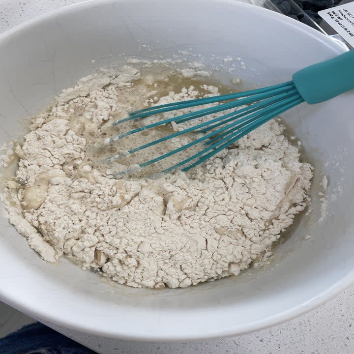 pancake mix in a bowl