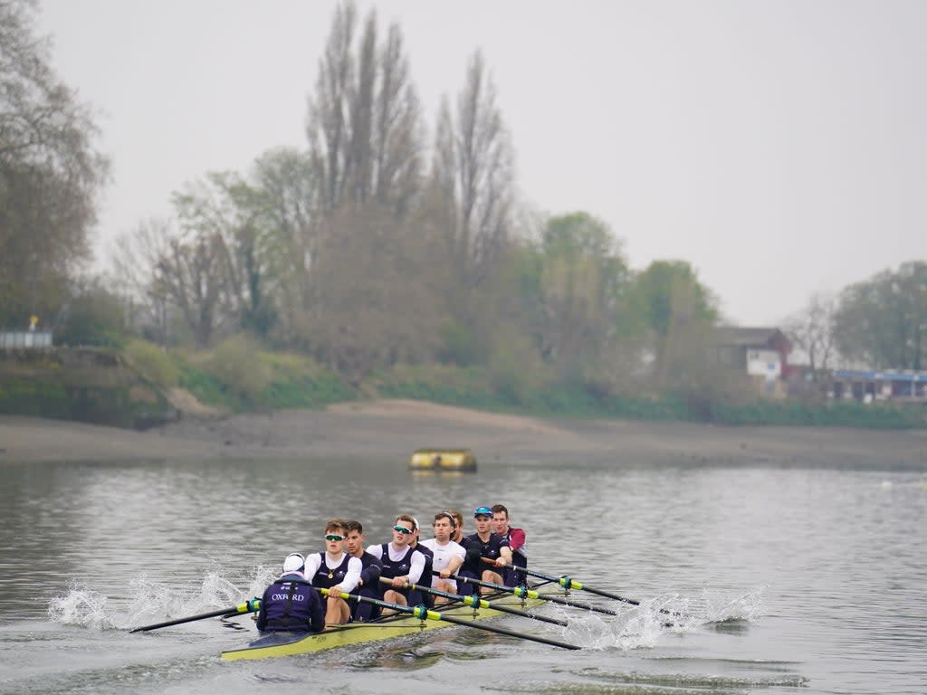 Oxford Men during a training session on the River Thames (Adam Davy/PA) (PA Wire)