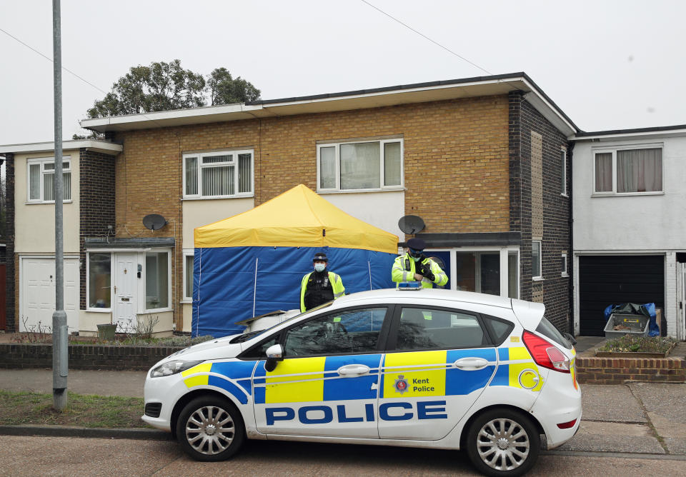 Police have set up a tent at a property in Deal, Kent. (PA)