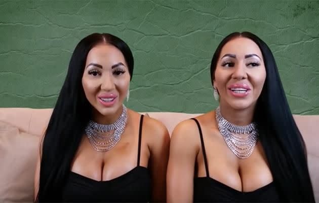 Identical Aussie twins Anna and Lucy DeCinque have explained their bizarre relationship. Photo: YouTube.