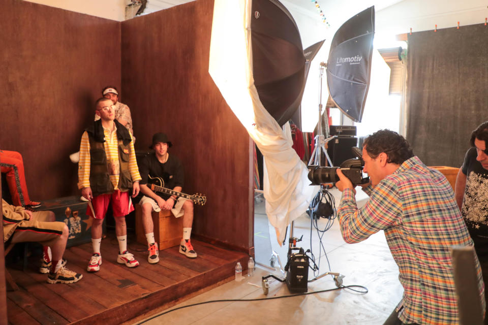 Andrew Haagen photographs Easy Life in his 'Artist Photo Tent' on Sunday, April 15, 2019 at the Coachella Valley Music and Arts Festival in Indio, Calif.