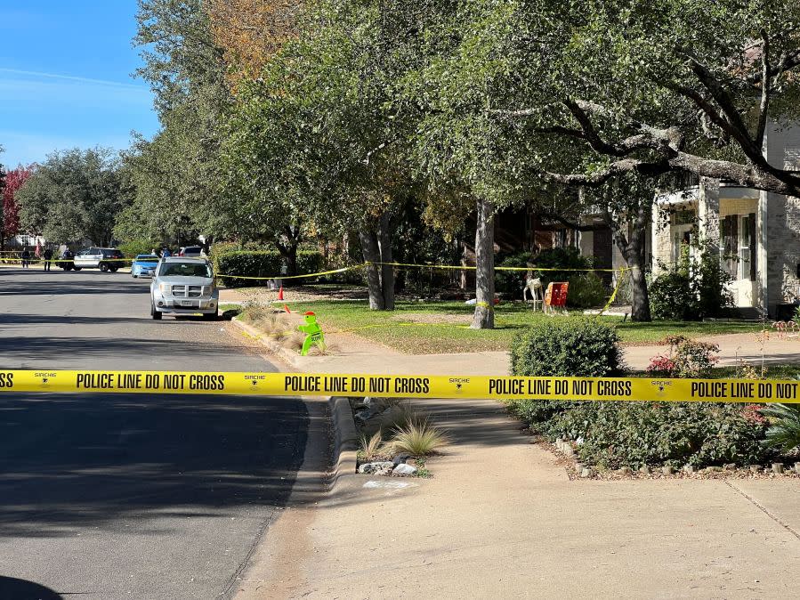 Austin Police investigating the scene on Dec. 6, 2023, the day after a shooting on Austral Loop in southwest Austin. (KXAN Photo Todd Bailey)