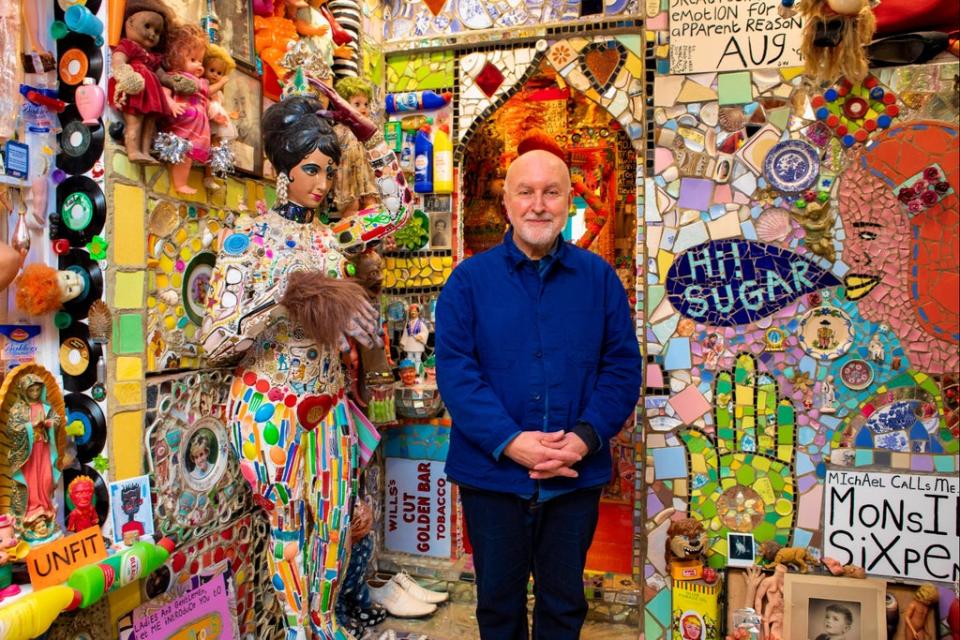 Painted panels and signs are interspersed with mosaics and found objects in Stephen Wright’s House of Dreams  (Adrian Lourie)