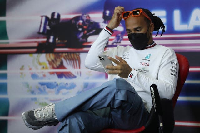 Lewis Hamilton during a press conference