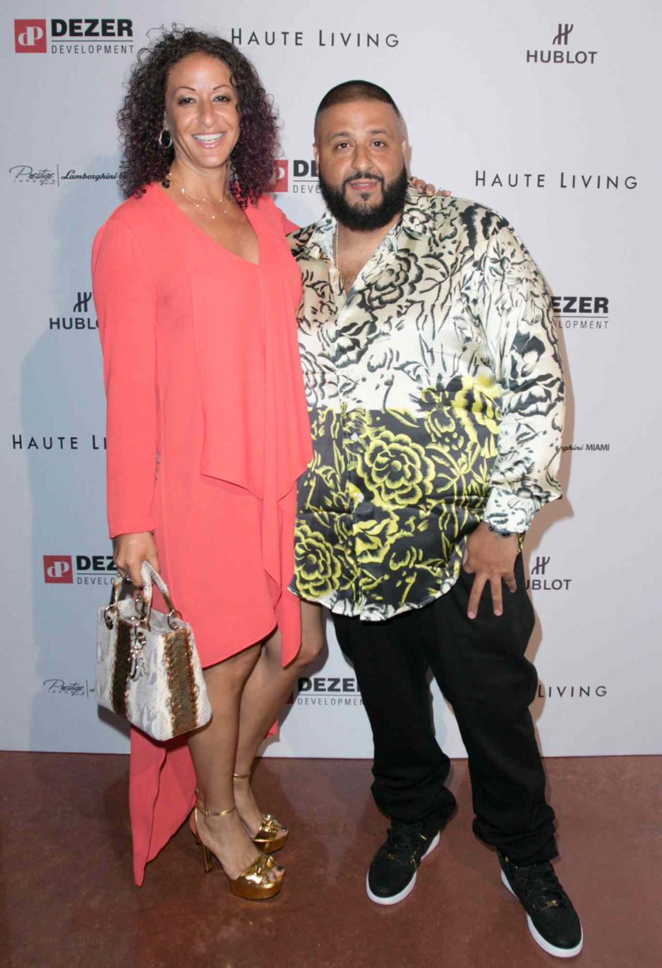 Nicole Tuck and DJ Khaled arrive at the Prestige Imports And Hublot Celebrate DJ Khaled Haute Living Cover Launch at Cipriani Downtown Miami on April 4, 2016 in Miami, Florida