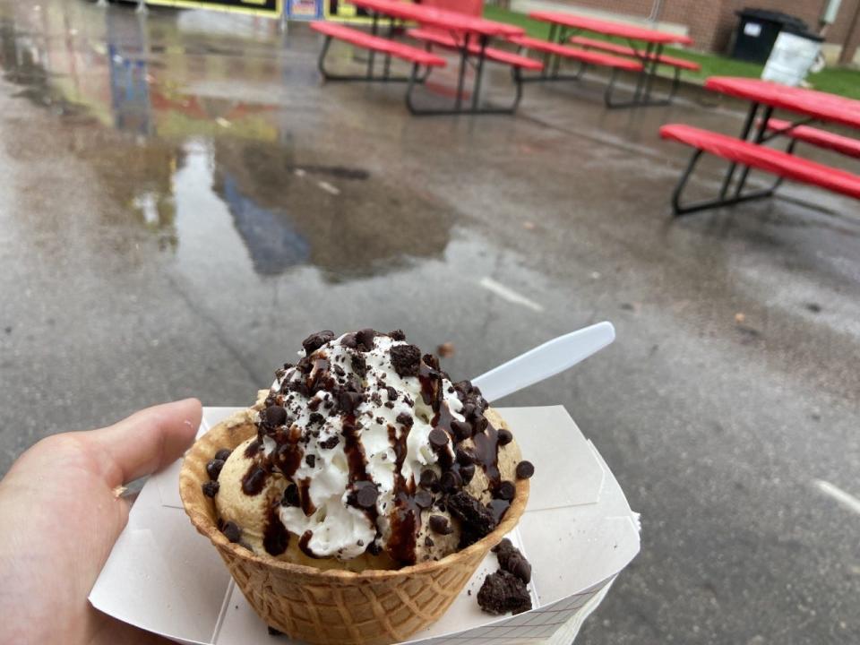 An edible cookie dough sundae from Cookie Dough Monster at the Ohio State Fair.