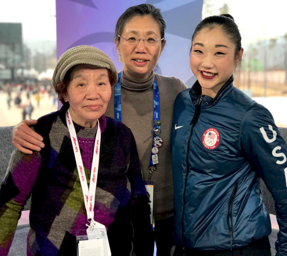 <p>mirainagasu: Today wasn’t quite the performance I was going for but I have such a newfound respect for the Olympians all around me. It takes a huge level of mental strength to persevere during these three weeks, especially when your event is one of the last ones to go. Eight years ago, I went home in between the Opening Ceremonies and the actual event since the commute was so easy. Although I love Korea, there is nothing like home in the USA. I wanted to nail another triple axel on Olympic ice but unfortunately I didn’t even get a chance to when I hit a rut in the ice. Sometimes you just have to take it all in with a smile on your face. Even with the flaws, I enjoyed my Olympic performances and have been overwhelmingly happy with the support I’ve received from everyone. I’m grateful to the @olympics for bringing my family together to watch me compete and that my grandma decided to surprise me by coming from Japan as well! (Photo via Instagram/mirainagasu) </p>