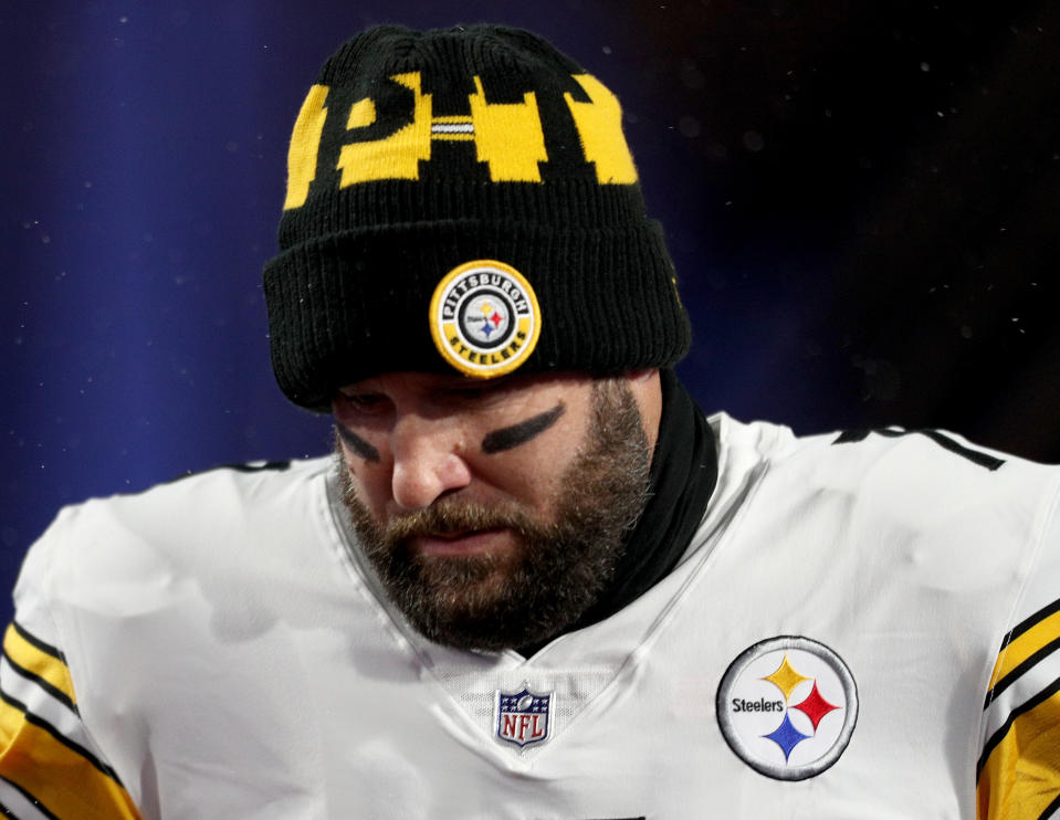 Ben Roethlisberger #7 of the Pittsburgh Steelers enters the field before the game against the Buffalo Bills at Bills Stadium on December 13, 2020 in Orchard Park, New York. (Photo by Bryan M. Bennett/Getty Images)