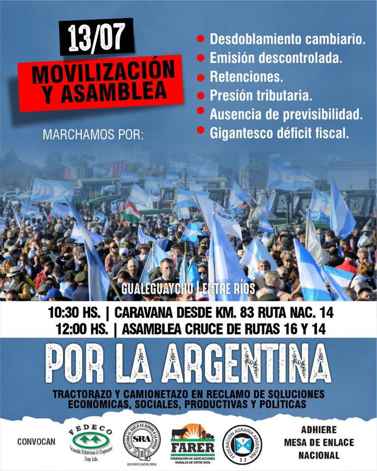 Convocatoria a la movilización en Gualeguaychú