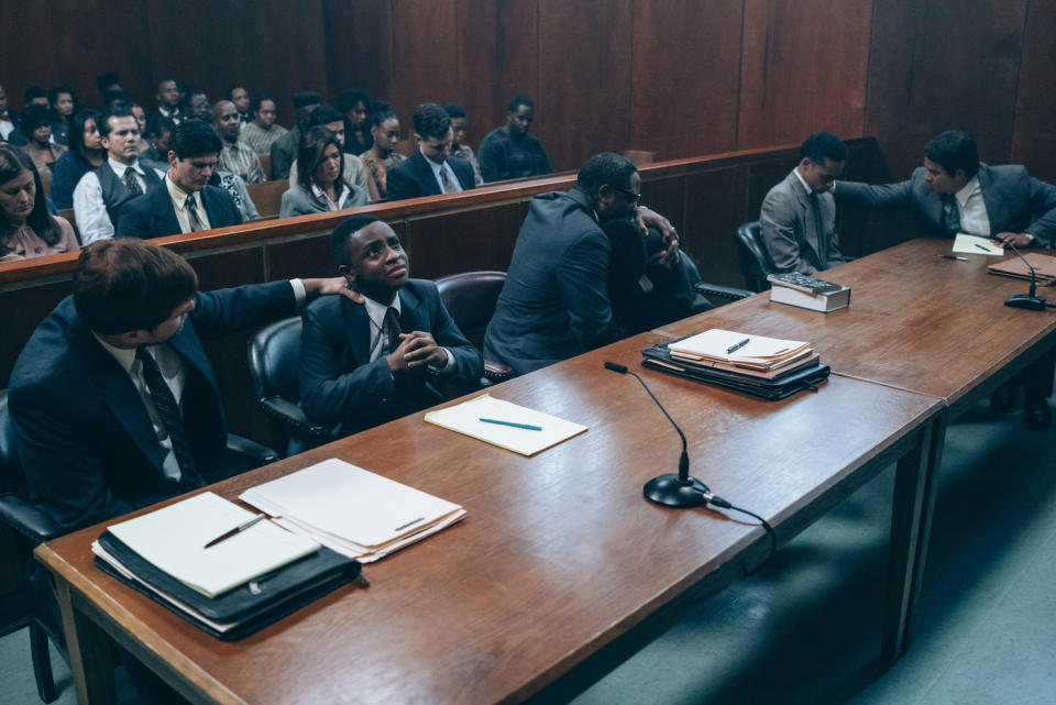 This image released by Netflix shows a scene from "When They See Us." The four-part Netflix series was nominated for a GLAAD Media Award for outstanding limited series. (Atsushi Nishijima/Netflix via AP)