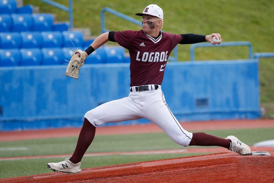 Ross Lawrence, of Logan-Rogersville, during the Wildcats 11-1 win over Kennett in the class 4 semifinals at US Ballpark in Ozark on Wednesday, June 1, 2022.