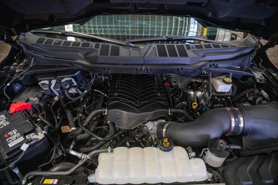 ford performance f150 fp700 engine shot highlighting blower