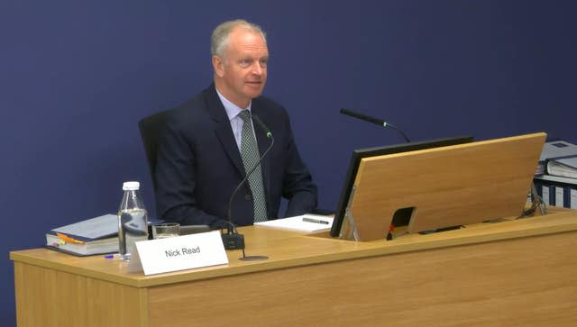 Nick Read, chief executive of the Post Office, giving evidence