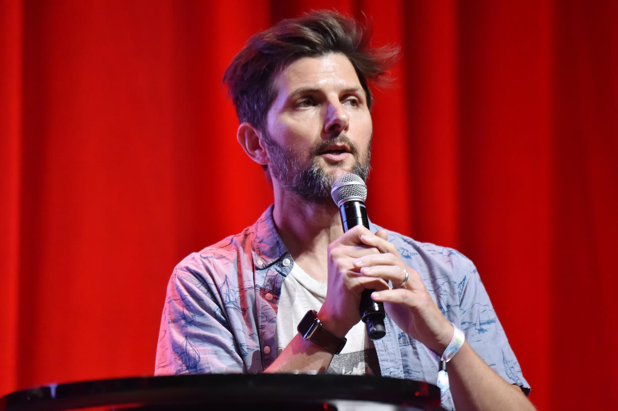 SAN FRANCISCO, CALIFORNIA - JUNE 22: Adam Scott speaks at the 2019 Clusterfest on June 22, 2019 in San Francisco, California. (Photo by Jeff Kravitz/FilmMagic for Clusterfest)