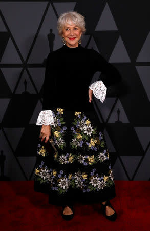 FILE PHOTO: Actress Helen Mirren arrives at the 9TH Governors Awards in Los Angeles, California, U.S., November 11, 2017. REUTERS/Mario Anzuoni/File Photo