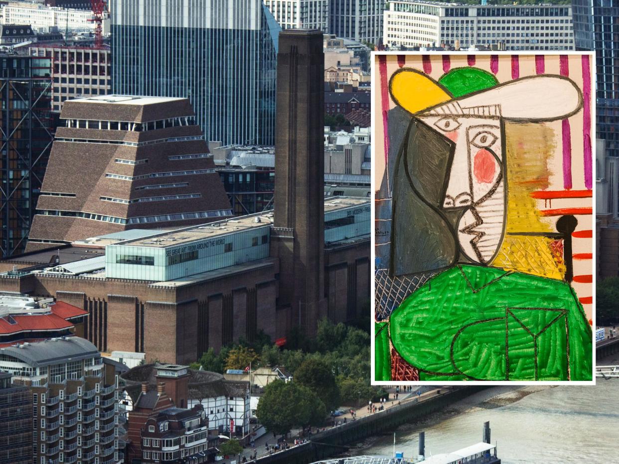 Picasso's 'Bust of a Woman' (inset) was on display at the Tate Modern in London: Getty/Alamy