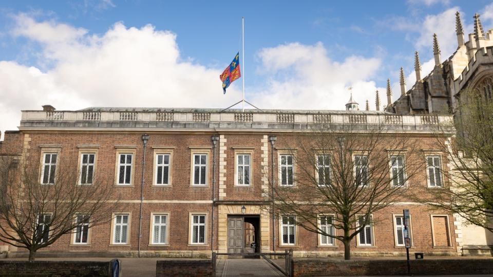 The Eton College flag was lowered to half-mast on Sunday following Raphaël’s death (Supplied)