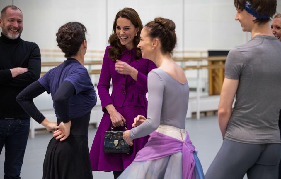<p>Here is Duchess Kate is having a laugh with some of the dancers.</p>