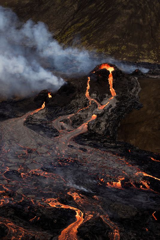 FILE PHOTO: Volcano erupts near Iceland's capital