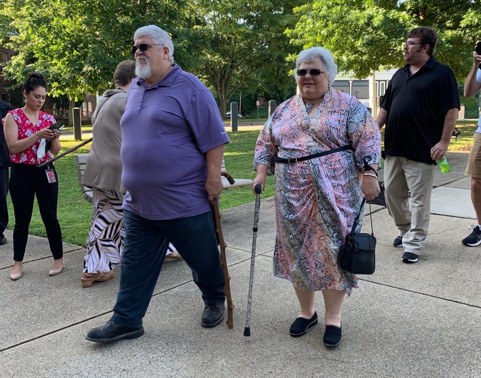 Susan Bro, Heather Heyer’s mother, arrives  at court in Charlottesville,Va.,  June 28, 2019.