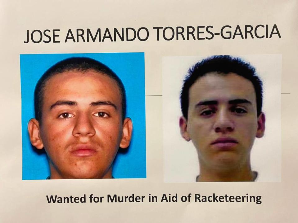 Jose Armando Torres Garcia, 28, is one of two men the U.S. Department of Justice is seeking in connection to a string of crime in Mendota in Fresno County, prosecutors said. 